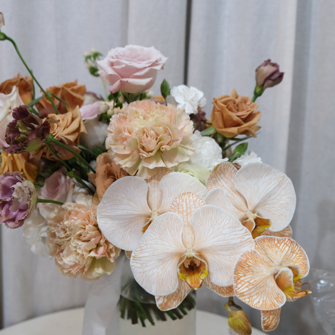 Quicksand Toffee Rose Orchid Bridal Bouquet