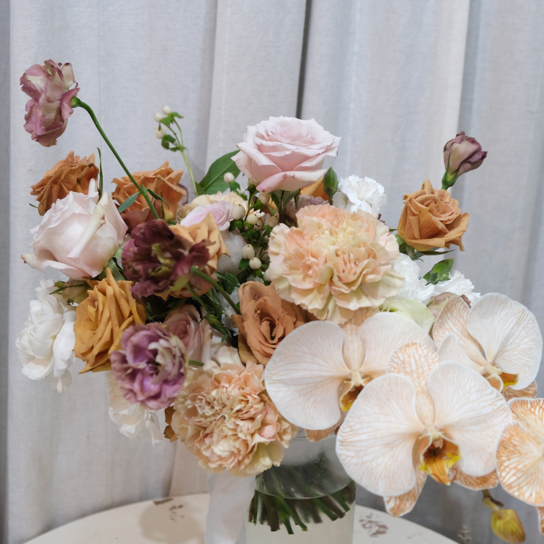 Quicksand Toffee Rose Orchid Bridal Bouquet