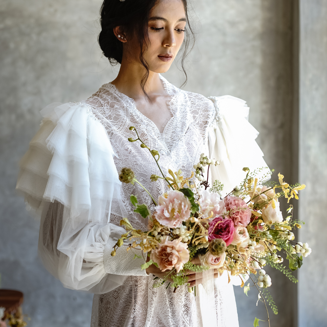 Airy Pink Garden Rose Bridal Bouquet Jakarta