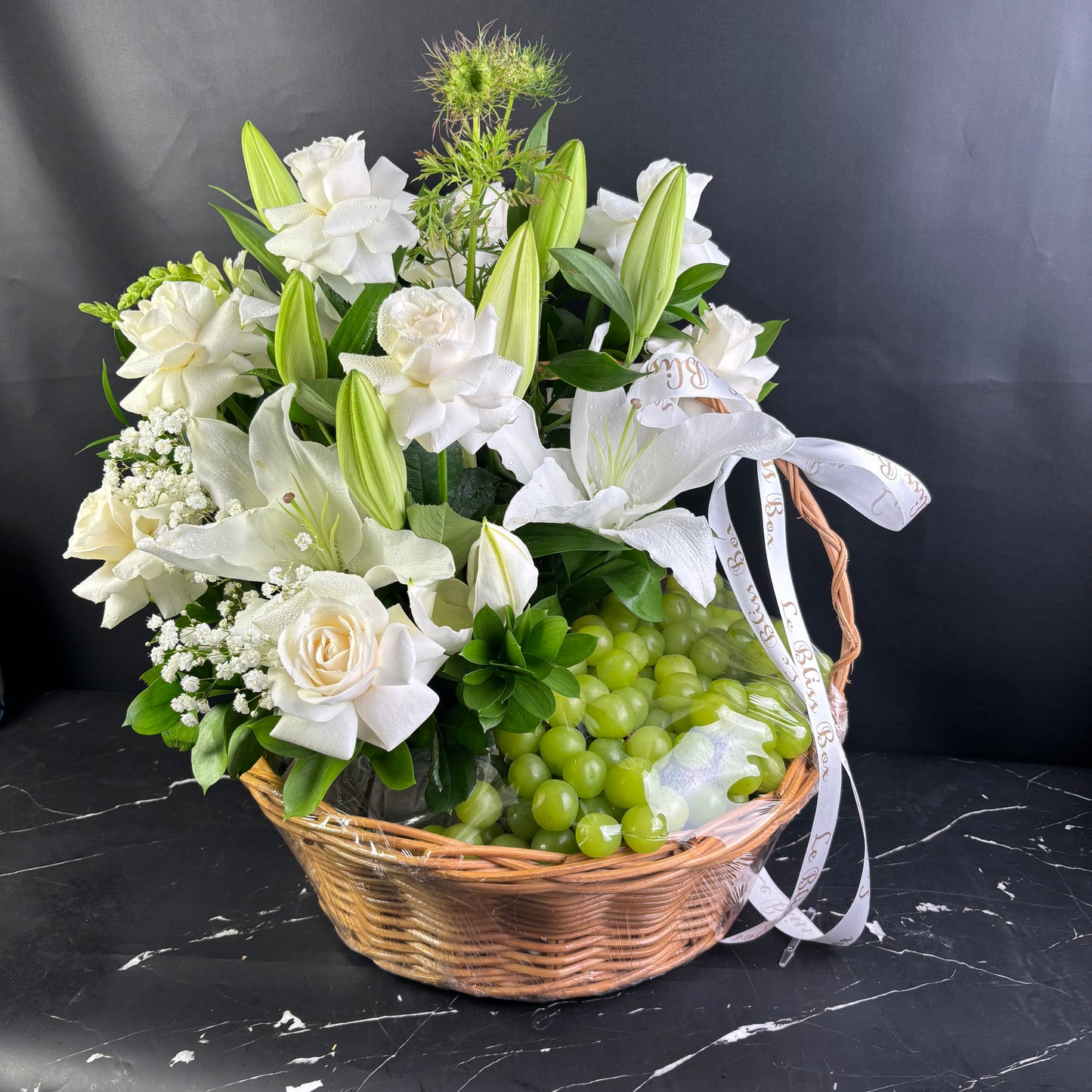 Grand Green Grape Rattan Basket