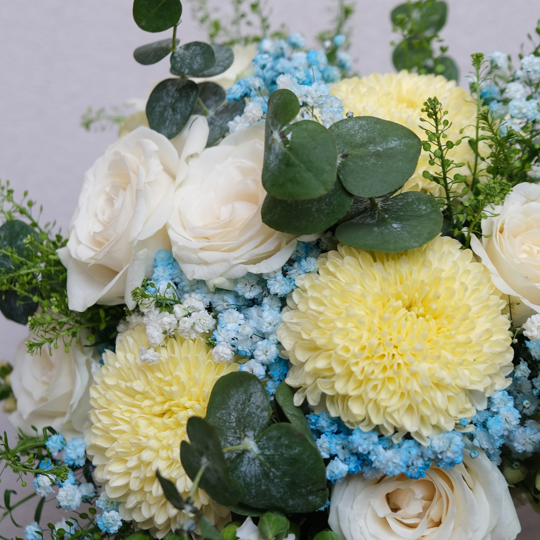 Blue White Round Bridal Bouquet