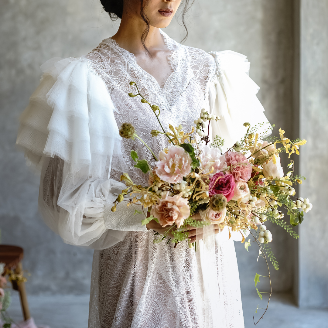 Airy Pink Garden Rose Bridal Bouquet Jakarta