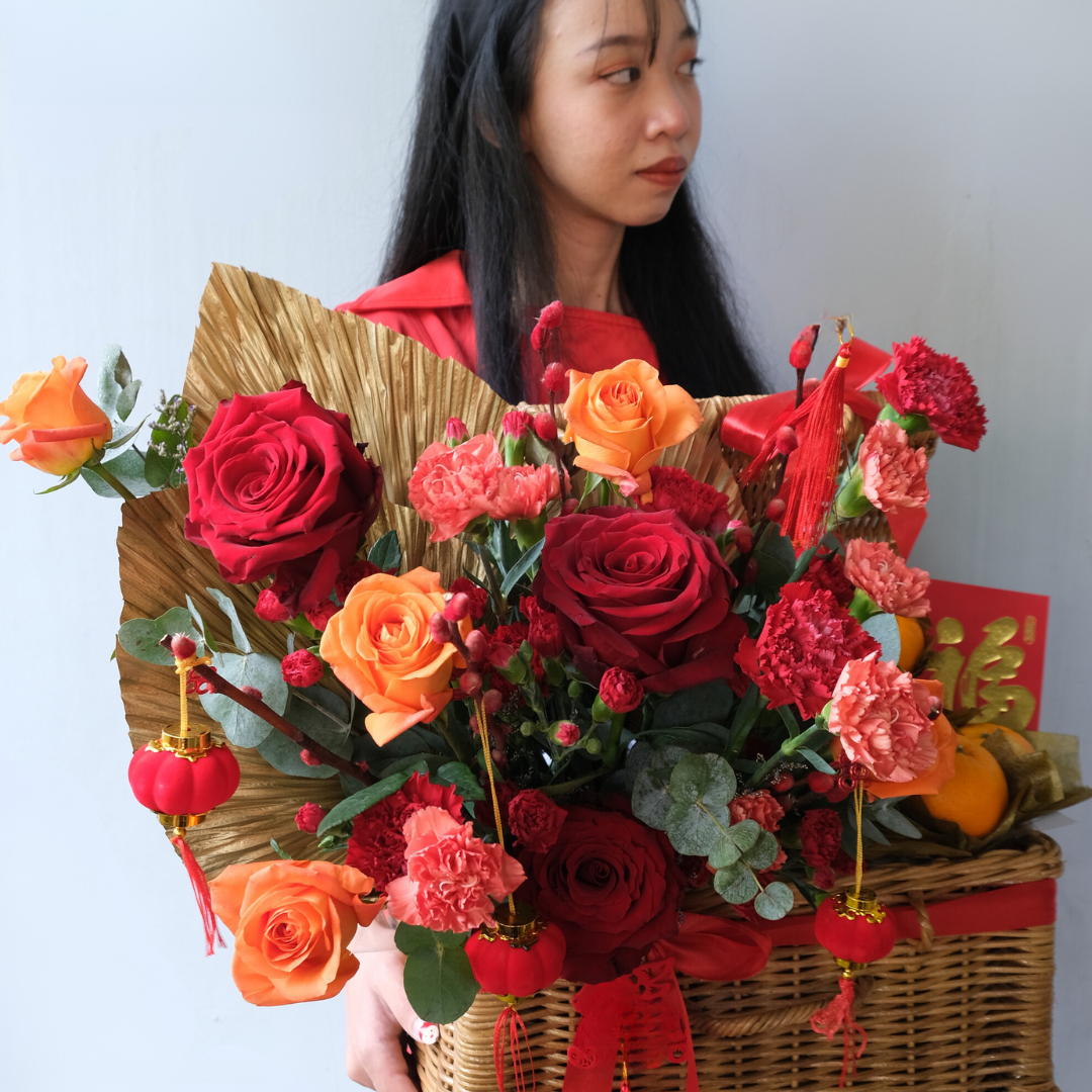 Lunar New Year Grand Rattan Hamper - Le Bliss Bouquet
