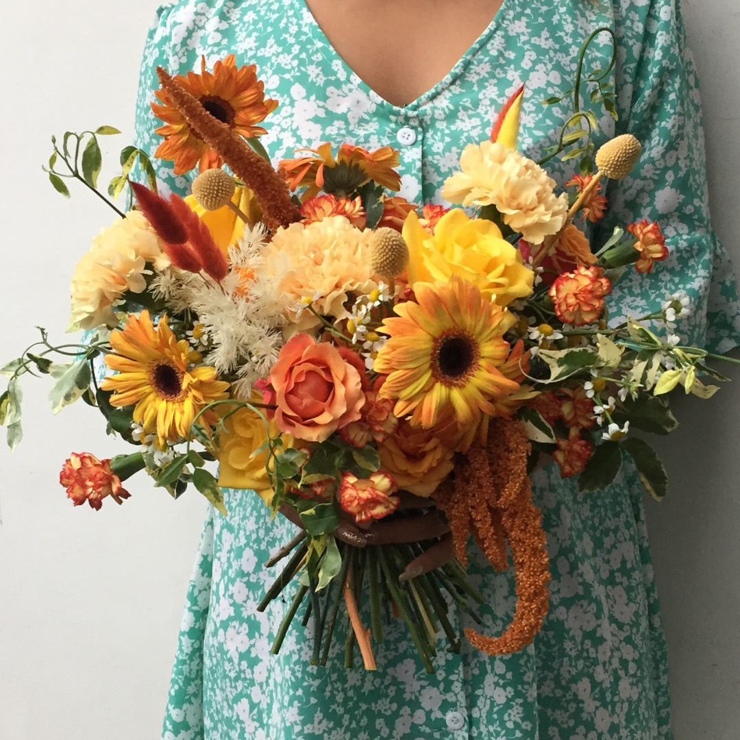 Cherry Brandy Gerbera Summer Bridal Bouquet Cirebon