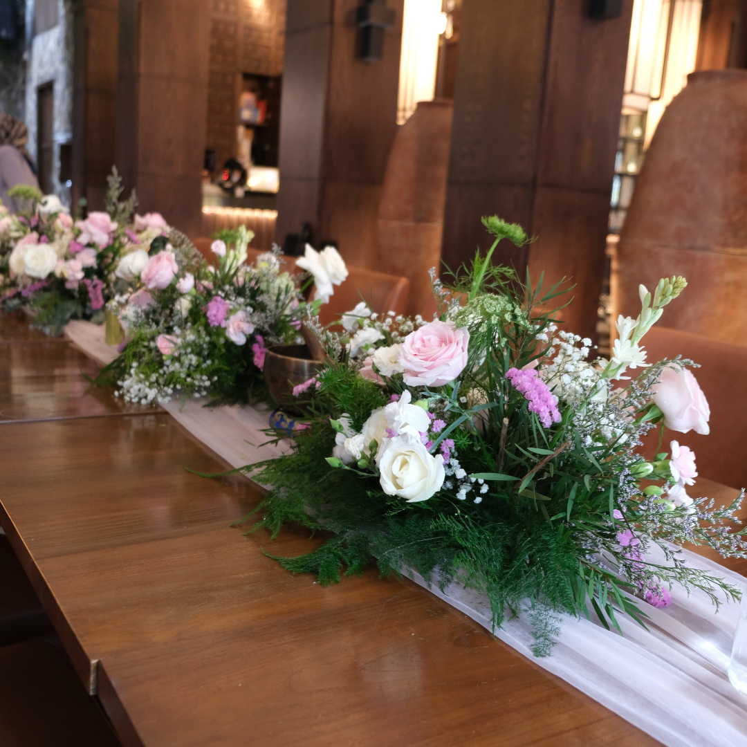 Pink White Rustic Table Decor
