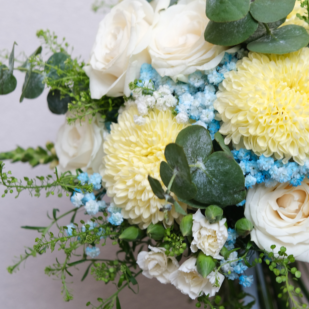 Blue White Round Bridal Bouquet