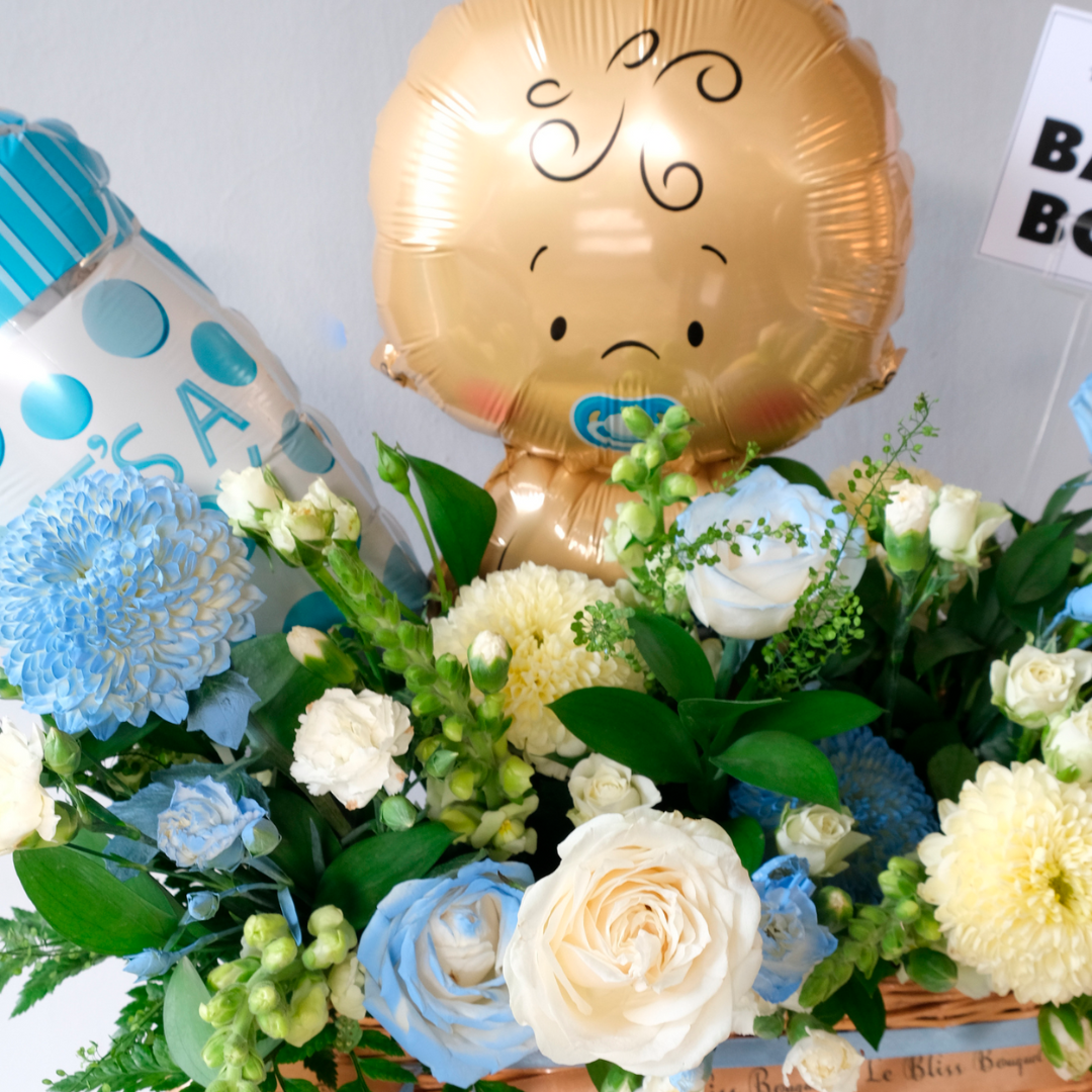 Newborn Baby Boy Gift in Rattan - Le Bliss Bouquet