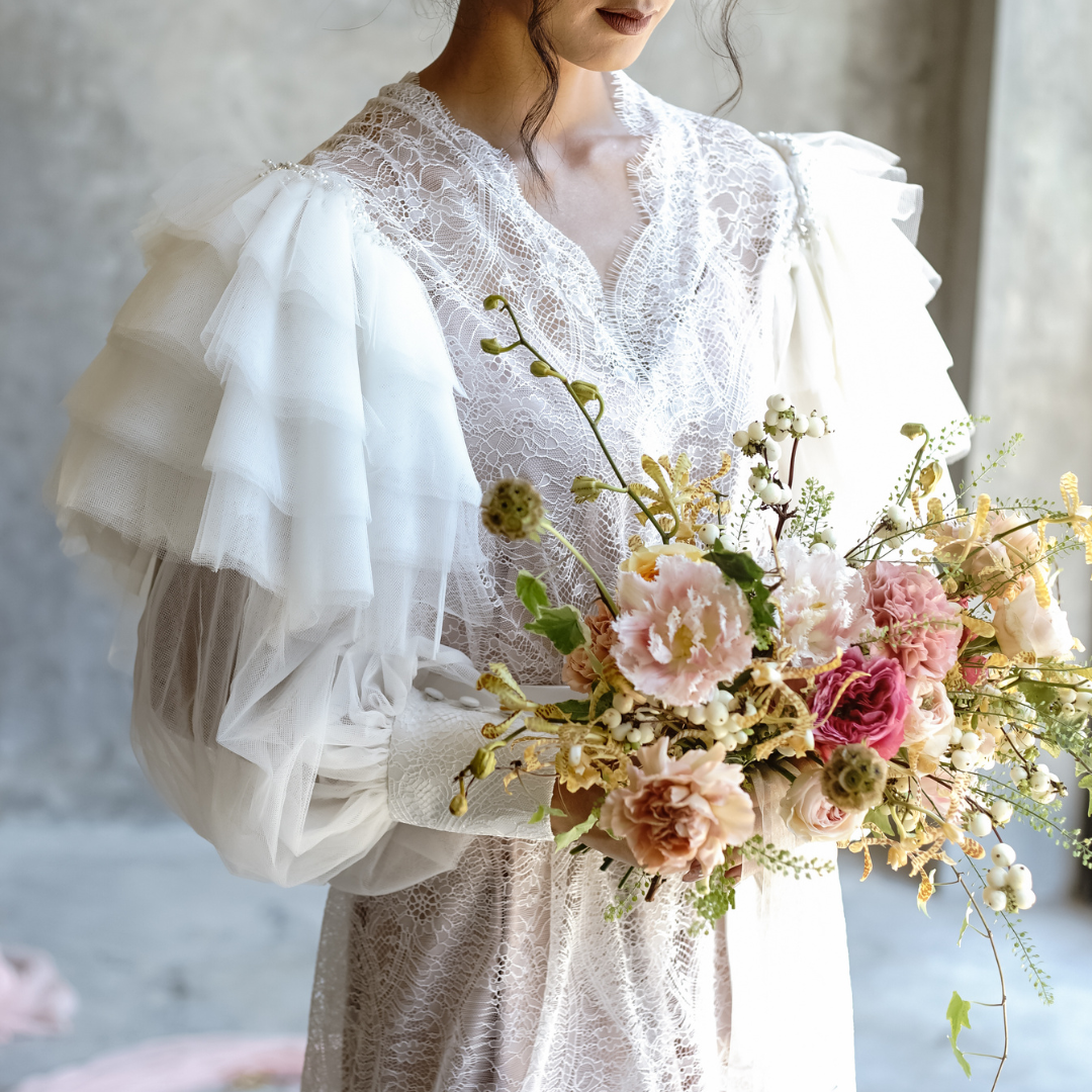Airy Pink Garden Rose Bridal Bouquet Jakarta