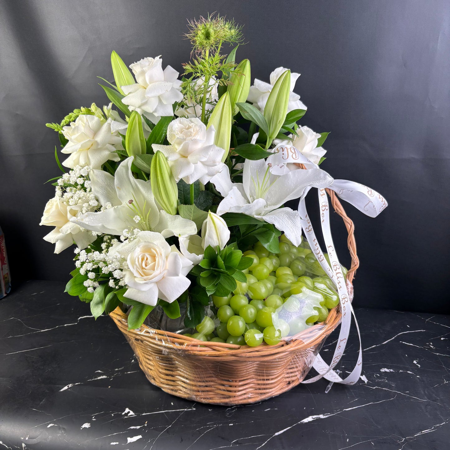 Grand Green Grape Rattan Basket