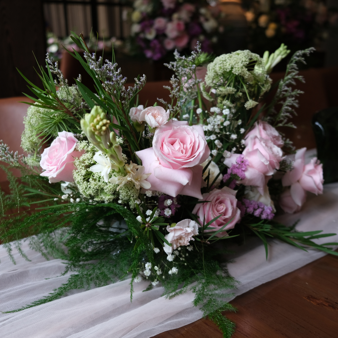 Pink White Rustic Table Decor