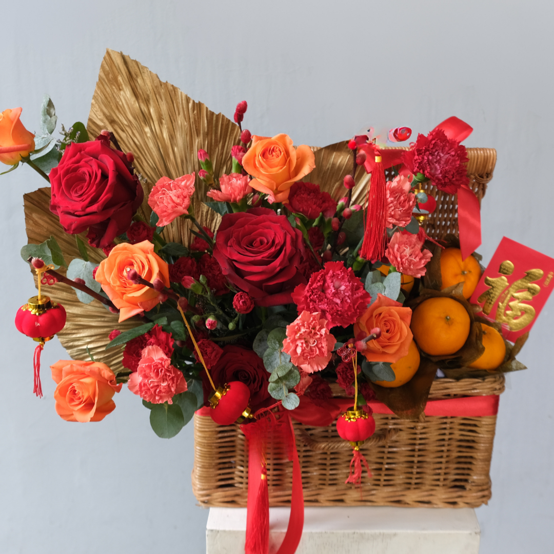 Lunar New Year Grand Rattan Hamper - Le Bliss Bouquet