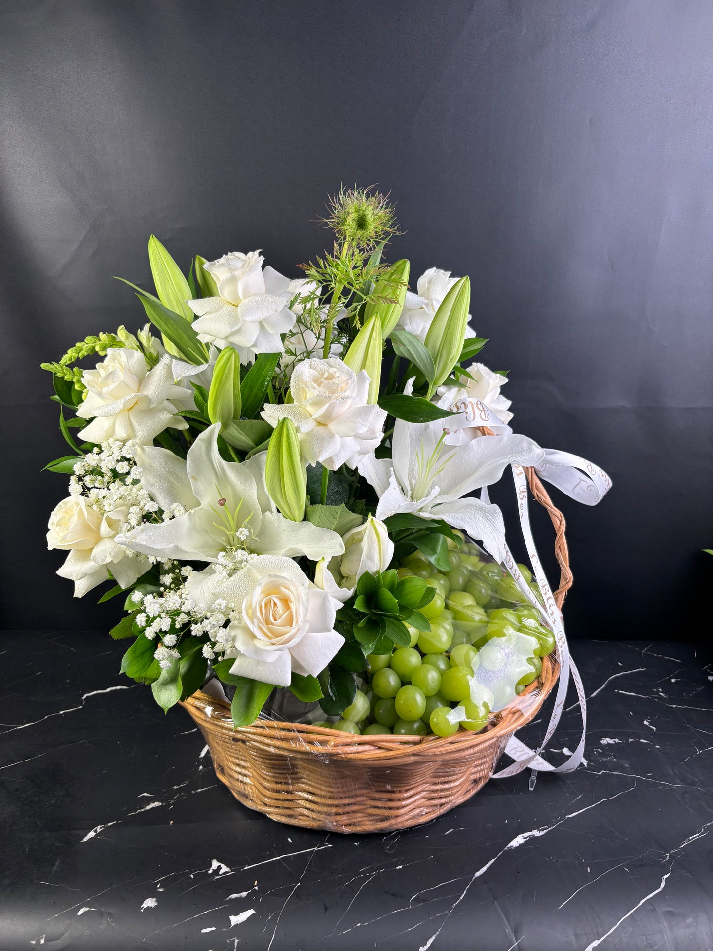 Grand Green Grape Rattan Basket