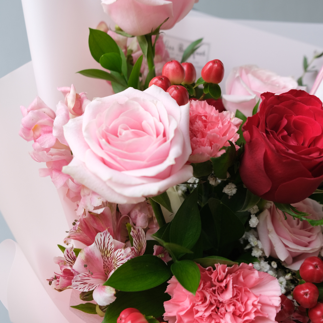 Hypericum Pink Red Medium Bouquet