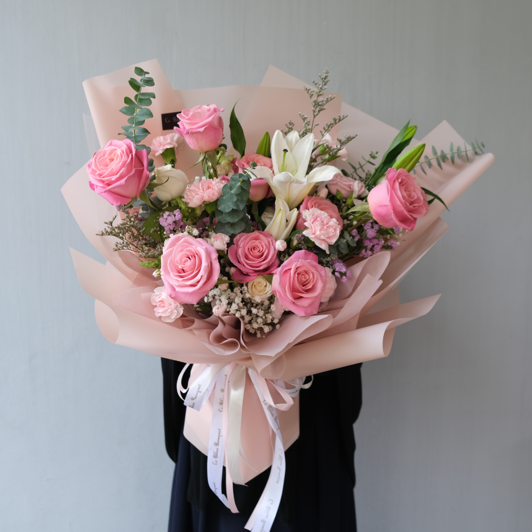 hermosa rose lily bouquet surabaya, florist surabaya, flower bouquet surabaya by Le Bliss Bouquet Surabaya