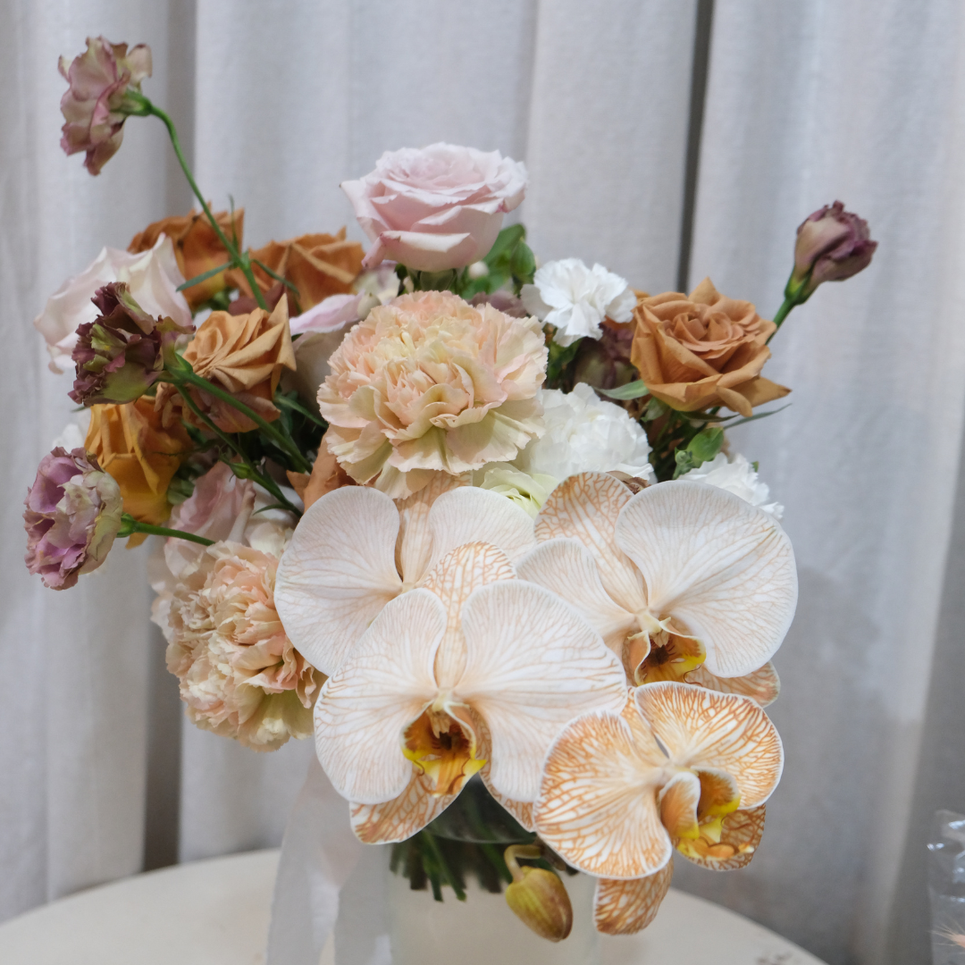 Quicksand Toffee Rose Orchid Bridal Bouquet
