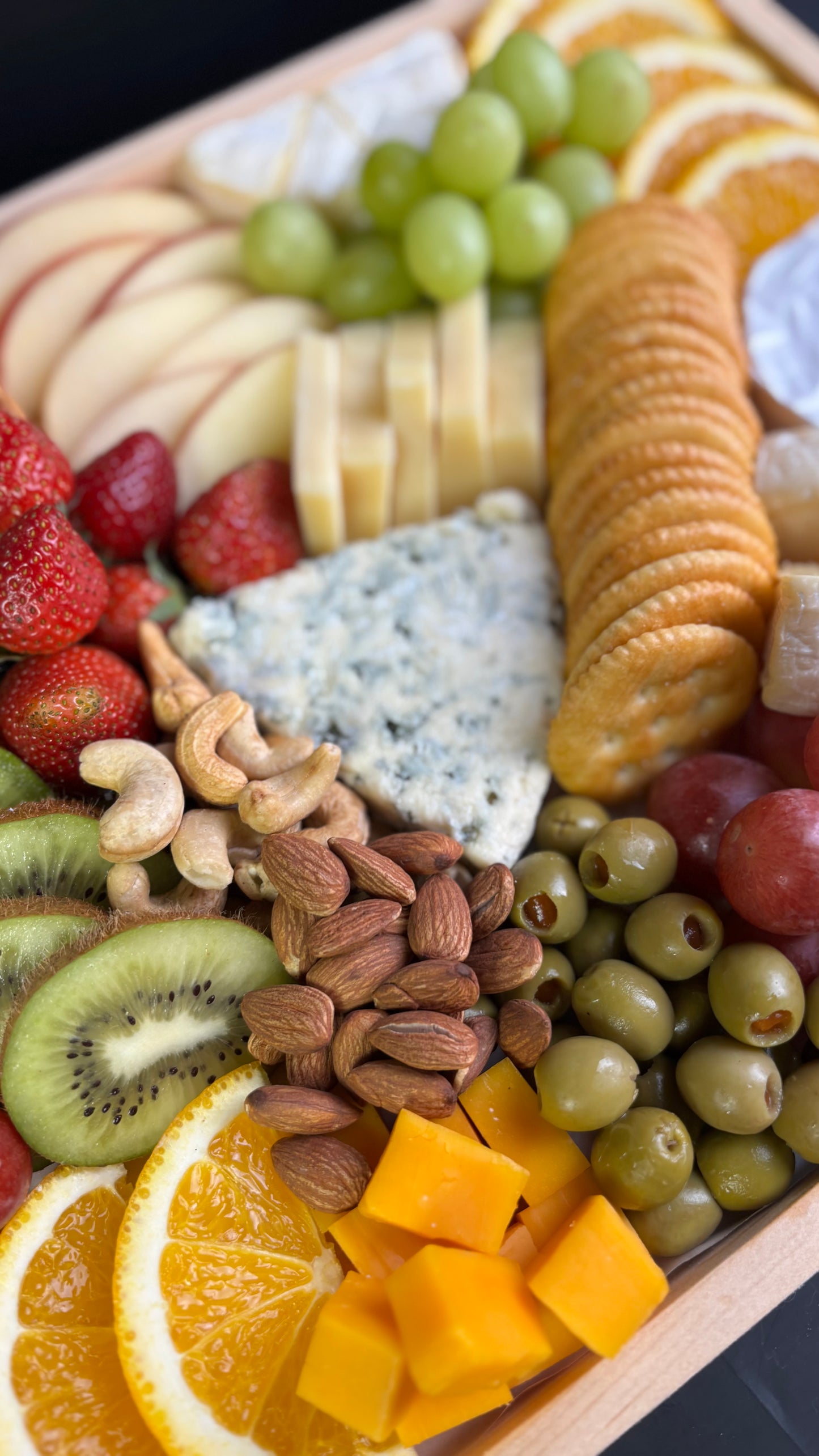 Blue cheese platter with grapes, nuts, cold cuts and crackers – luxury cheese board delivery in Jakarta - Charcuterie Board