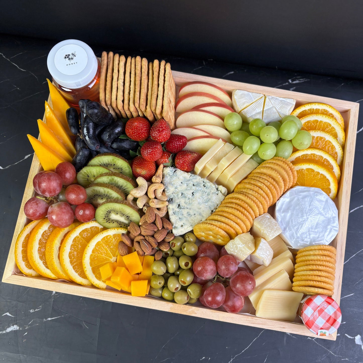 Blue cheese platter with grapes, nuts, cold cuts and crackers – luxury cheese board delivery in Jakarta, bintaro - Charcuterie Board