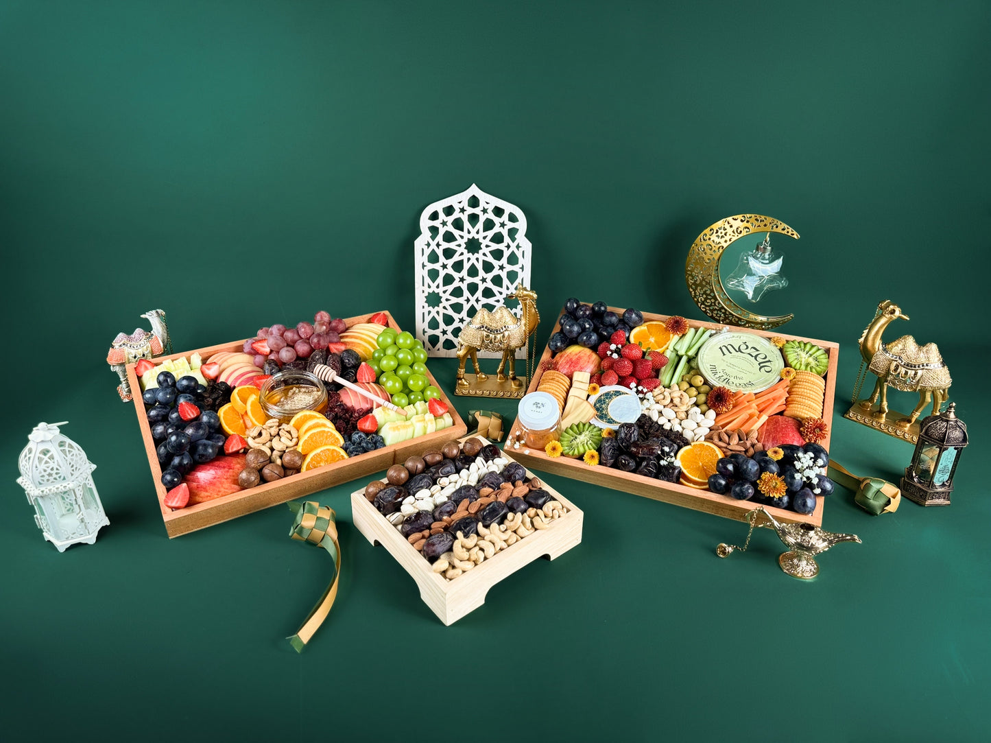 Middle Eastern Cheese & Hummus Wooden Platter