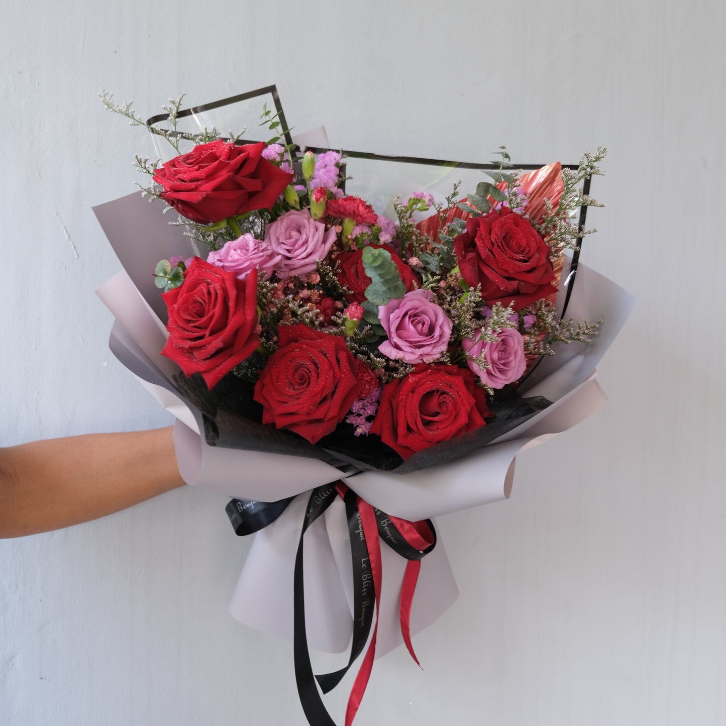 Red Rose Explorer Violet Bouquet - Le Bliss Bouquet, flower delivery surabaya, toko bunga surabaya, florist surabaya