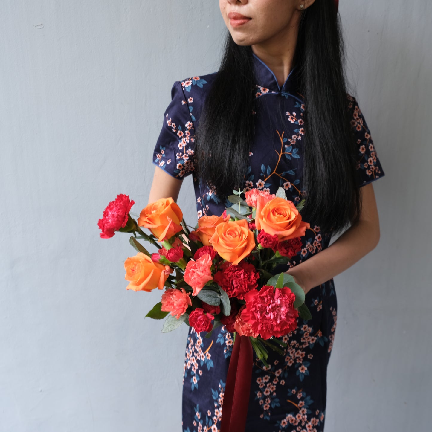 Red Orange Prewed Bouquet