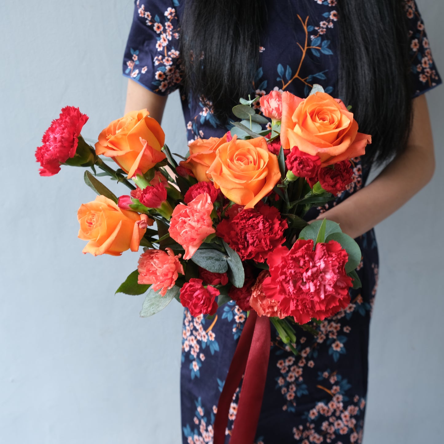 Red Orange Prewed Bouquet