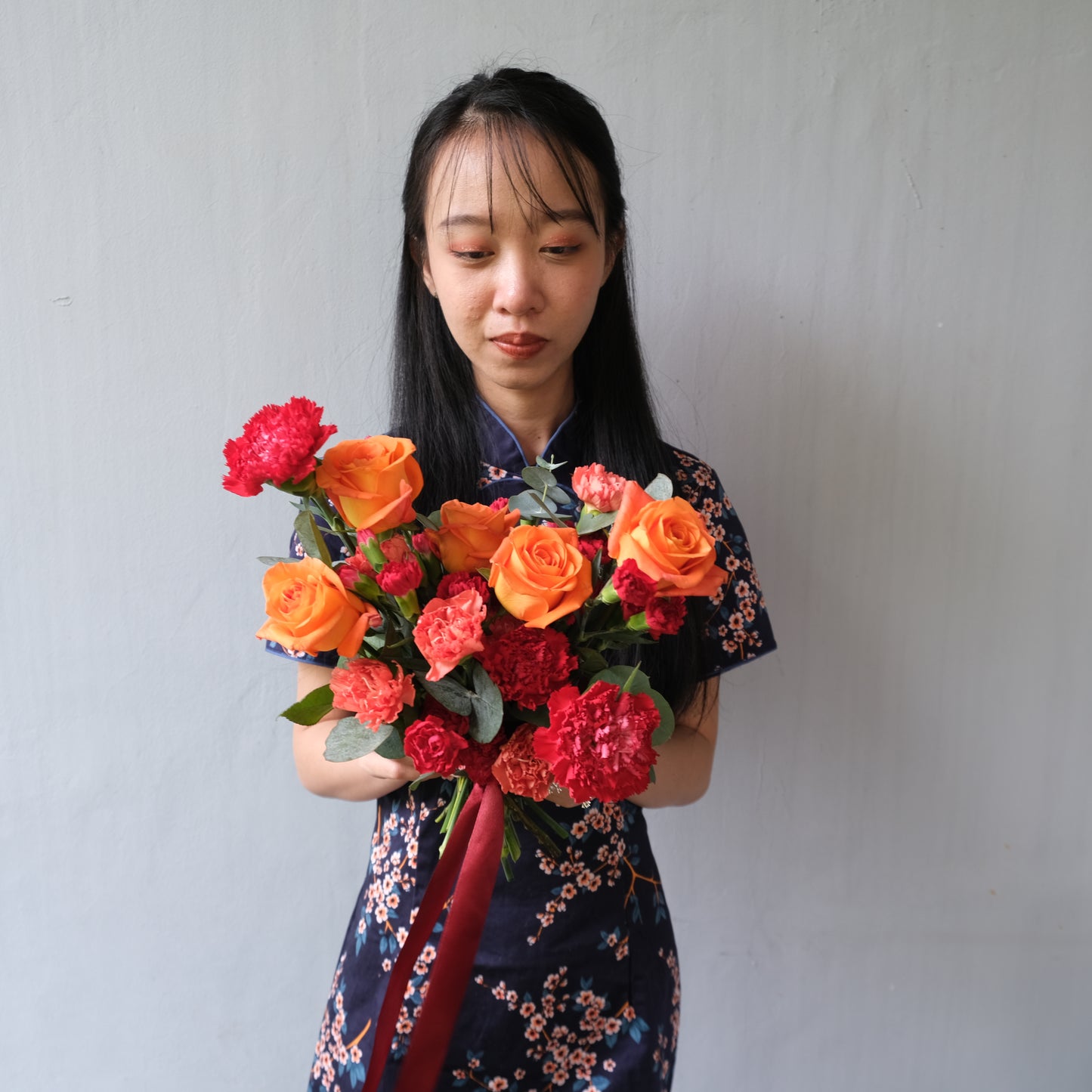 Red Orange Prewed Bouquet