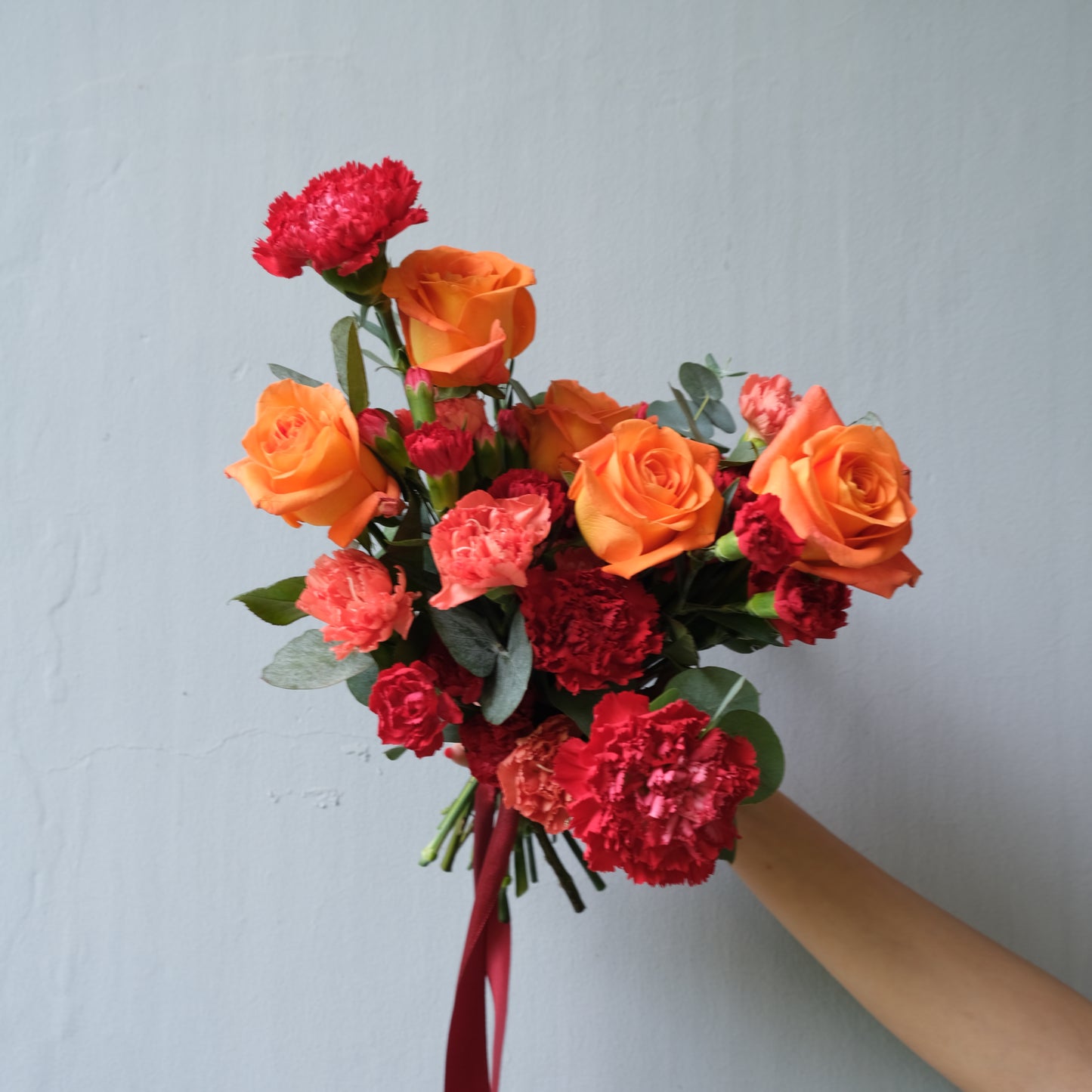 Red Orange Prewed Bouquet
