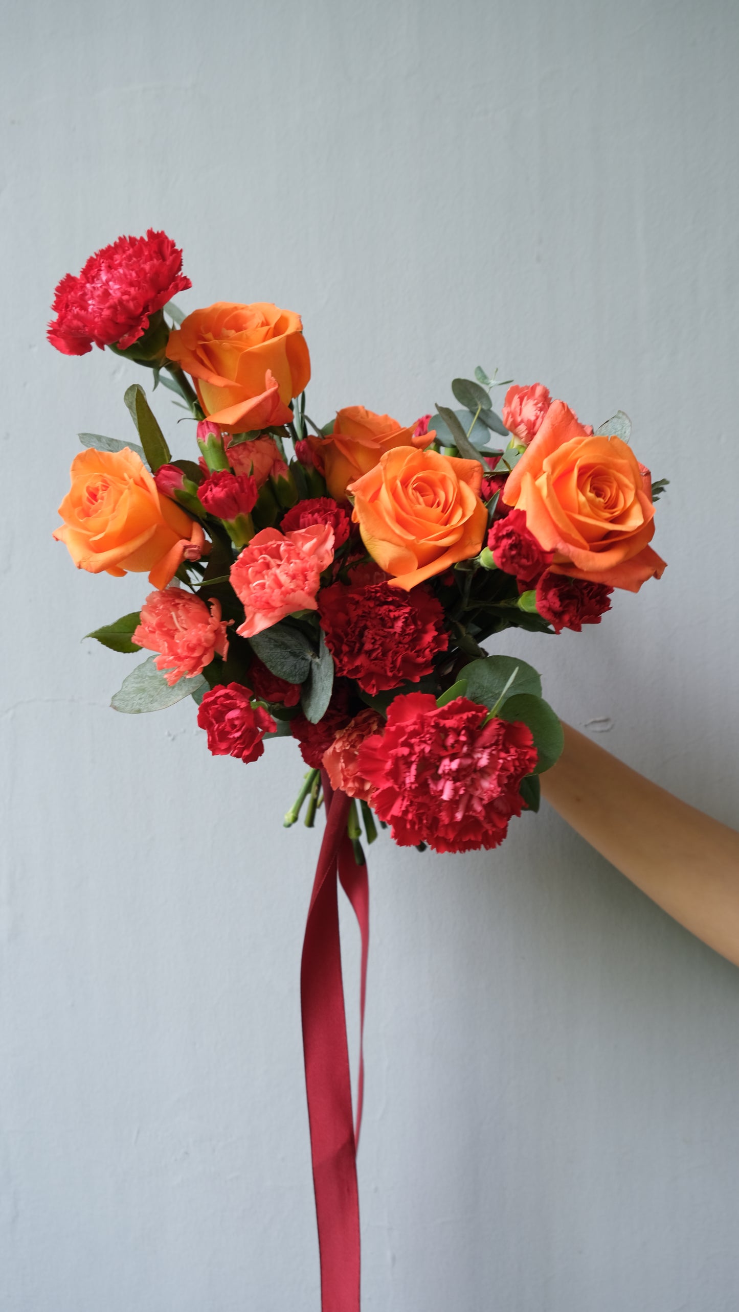 Red Orange Prewed Bouquet