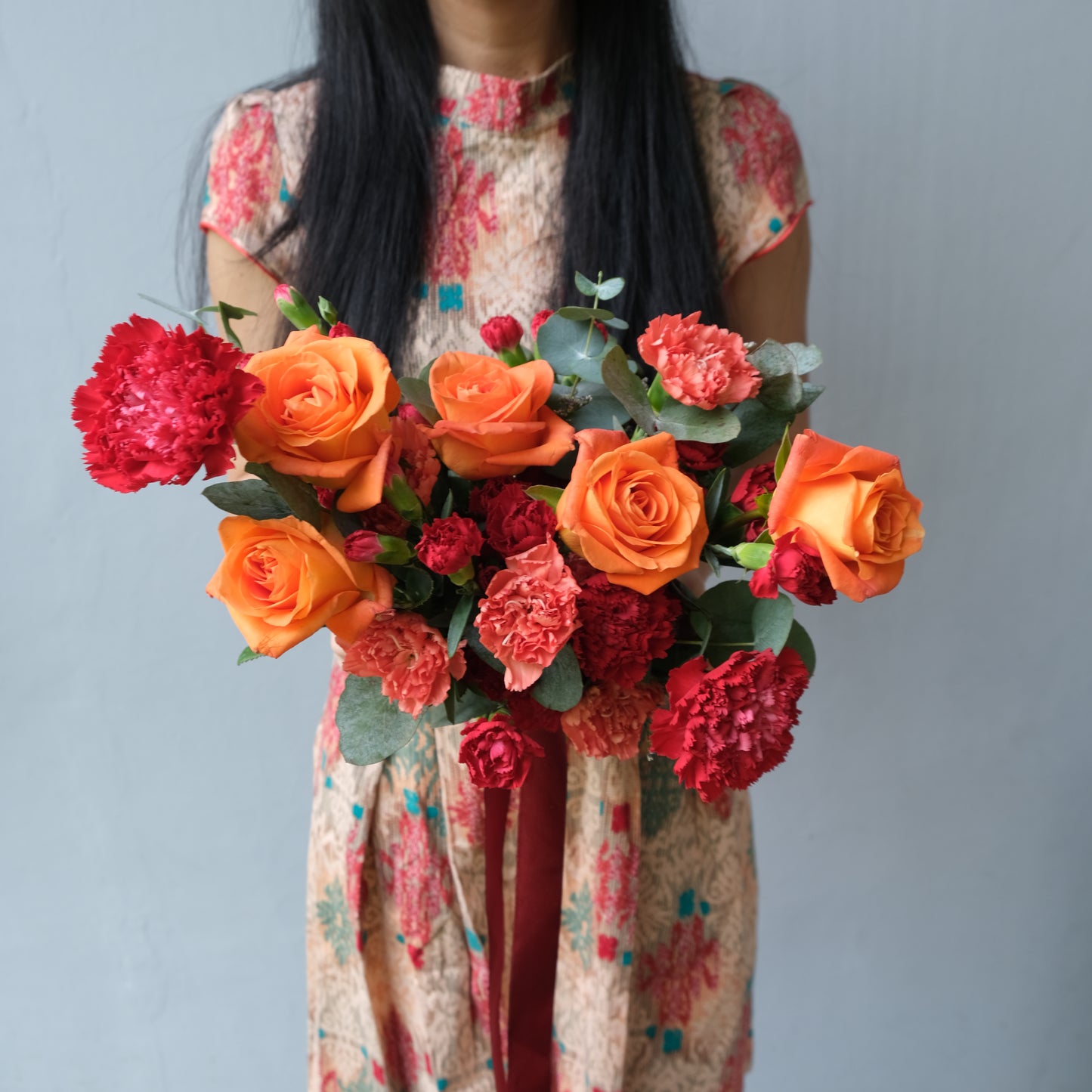 Red Orange Prewed Bouquet