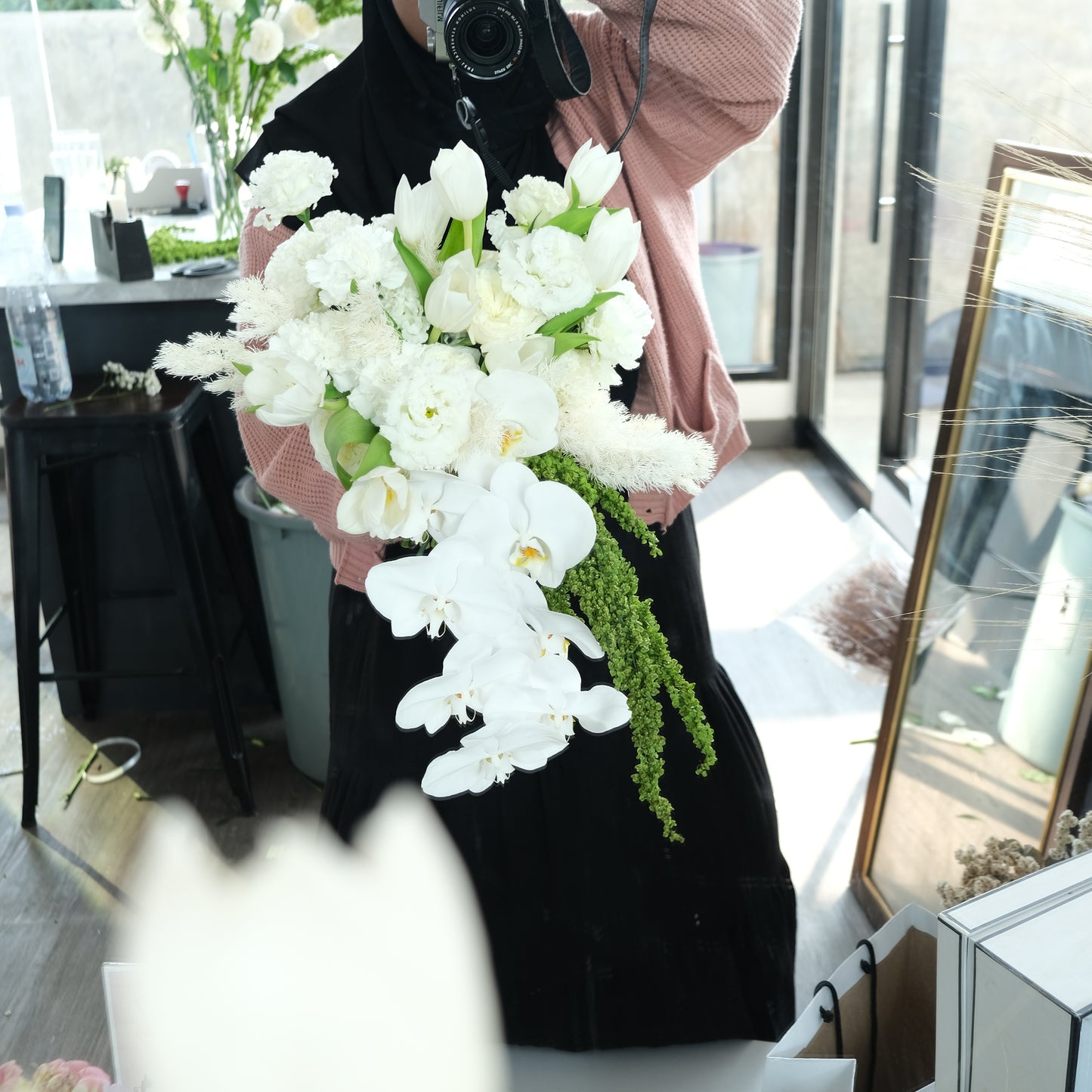 White Orchid Cascade Bridal Bouquet