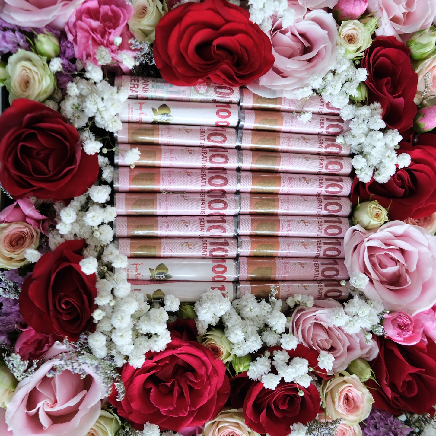 Money Flower Box Arrangement