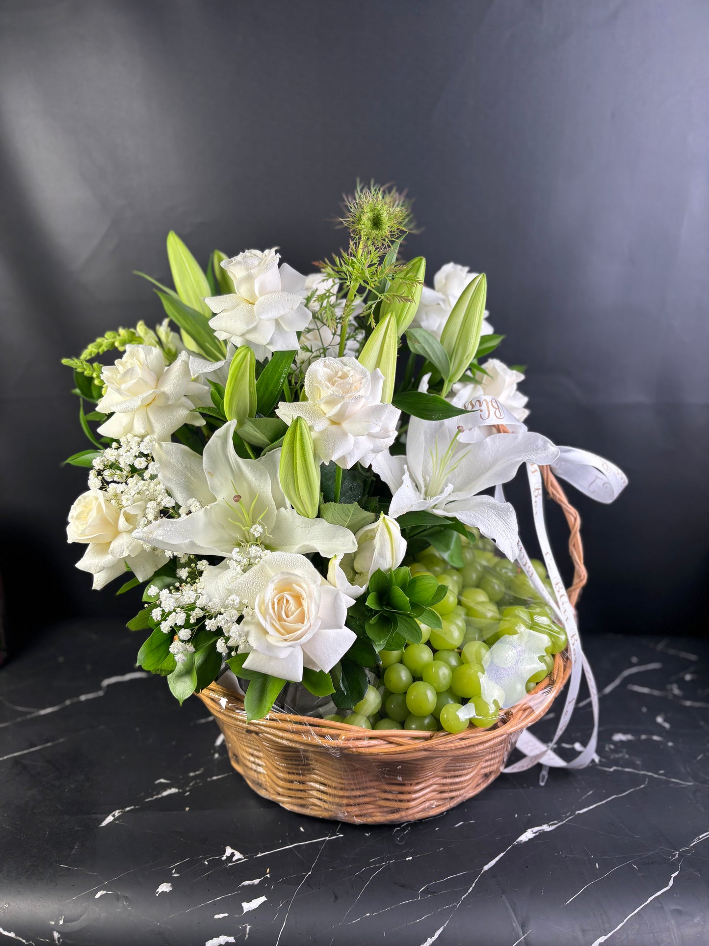 Grand Green Grape Rattan Basket