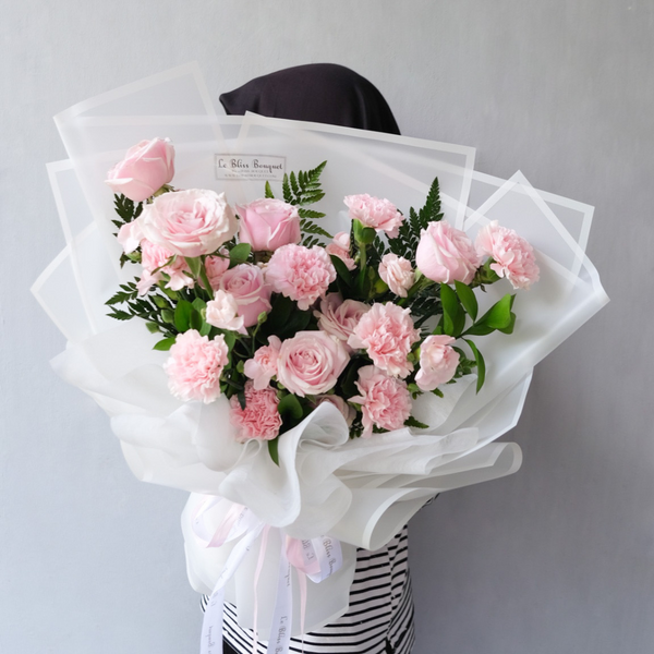 Pink Carnation Rose Large Bouquet – Le Bliss