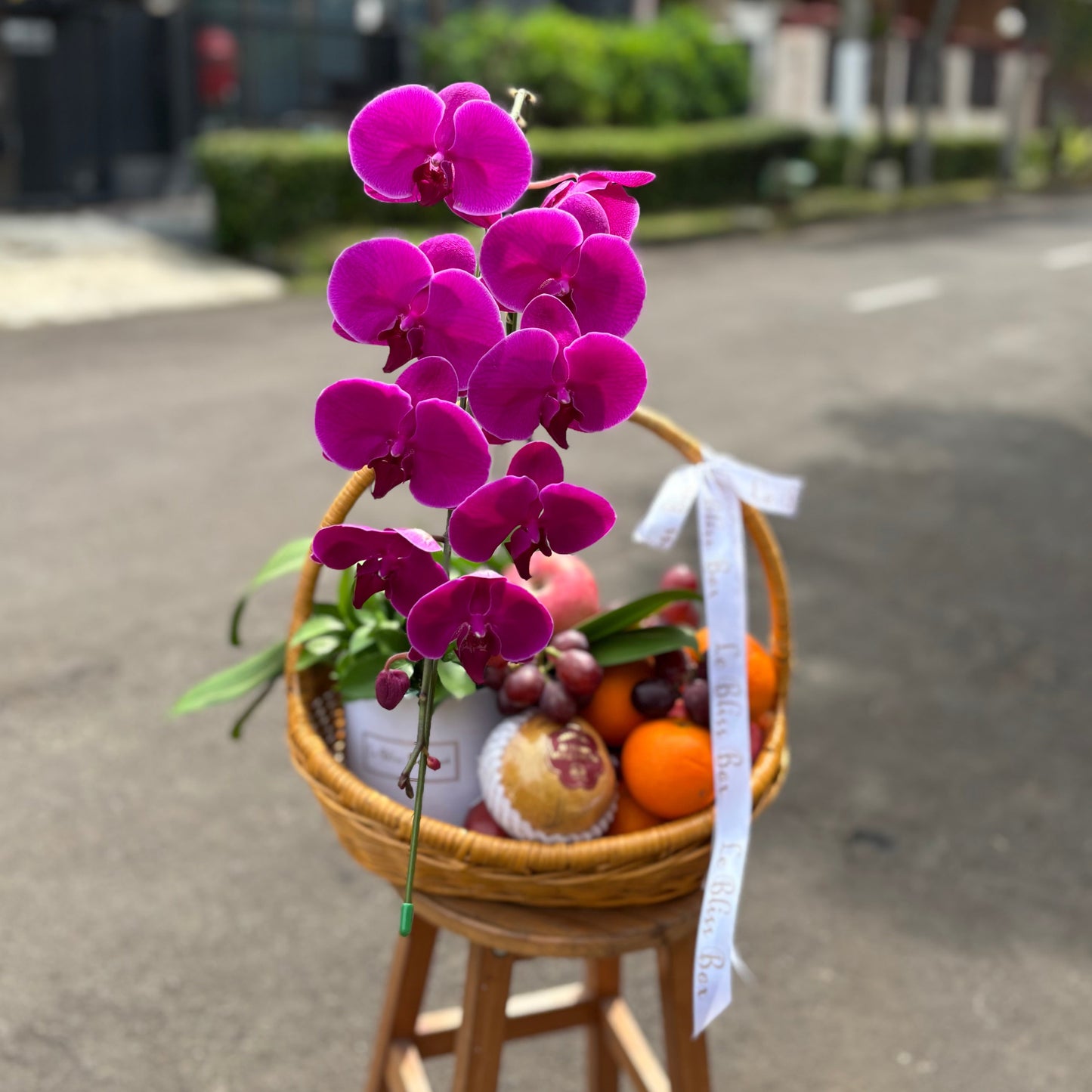 Purple Orchid Fruit Rattan Basket