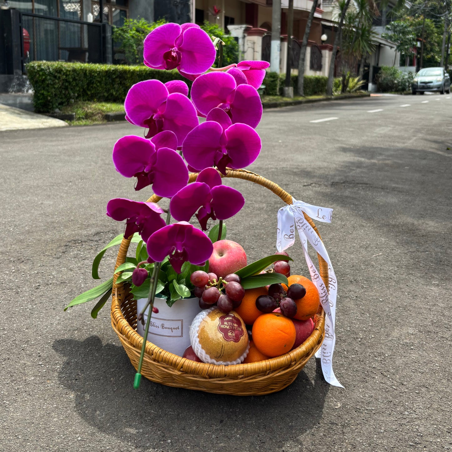 Purple Orchid Fruit Rattan Basket
