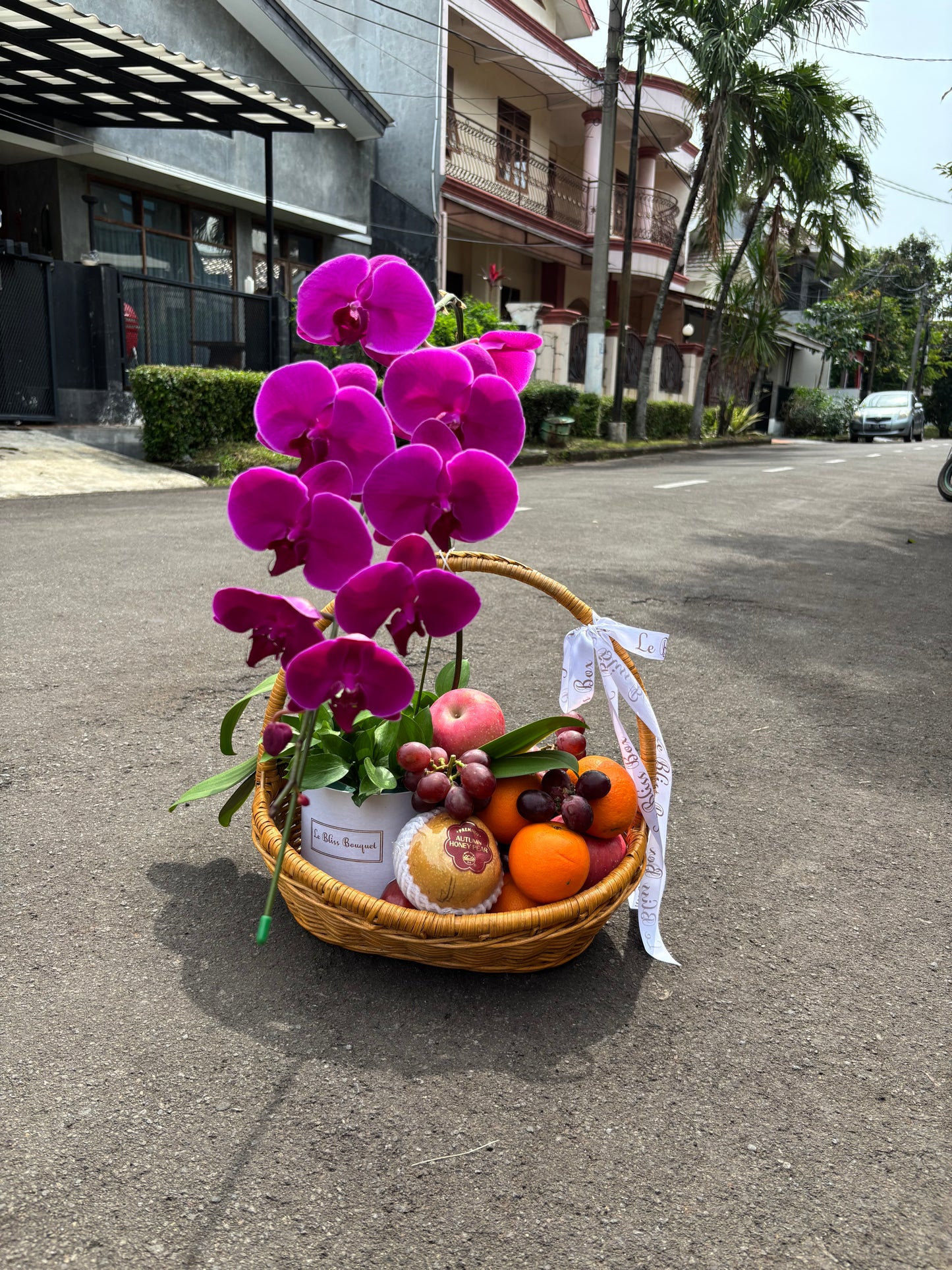 Purple Orchid Fruit Rattan Basket