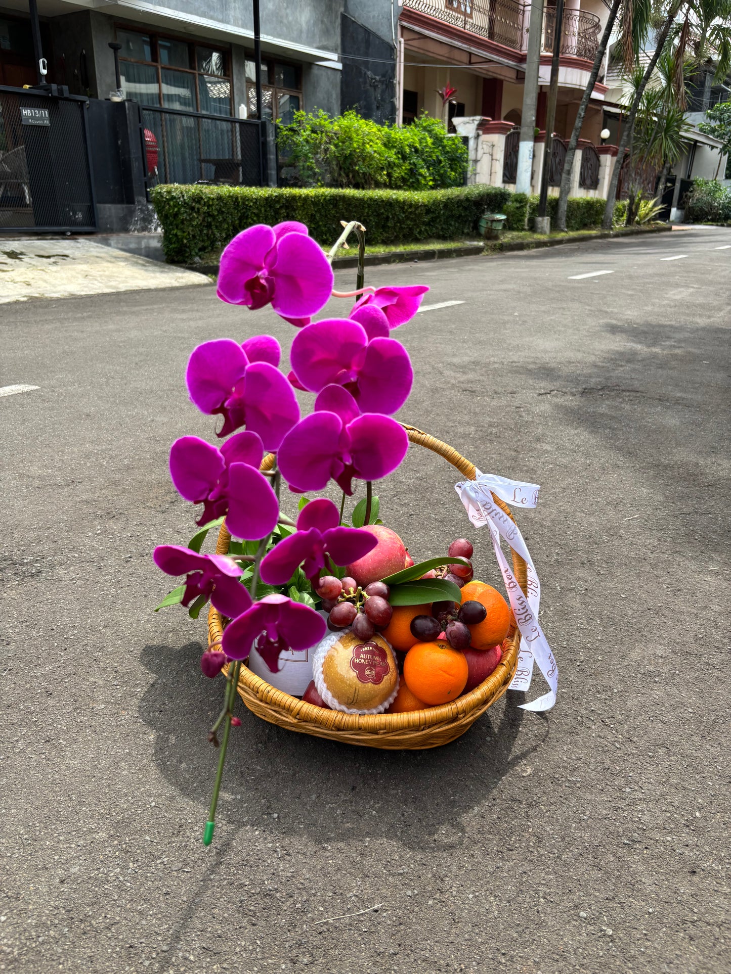 Purple Orchid Fruit Rattan Basket