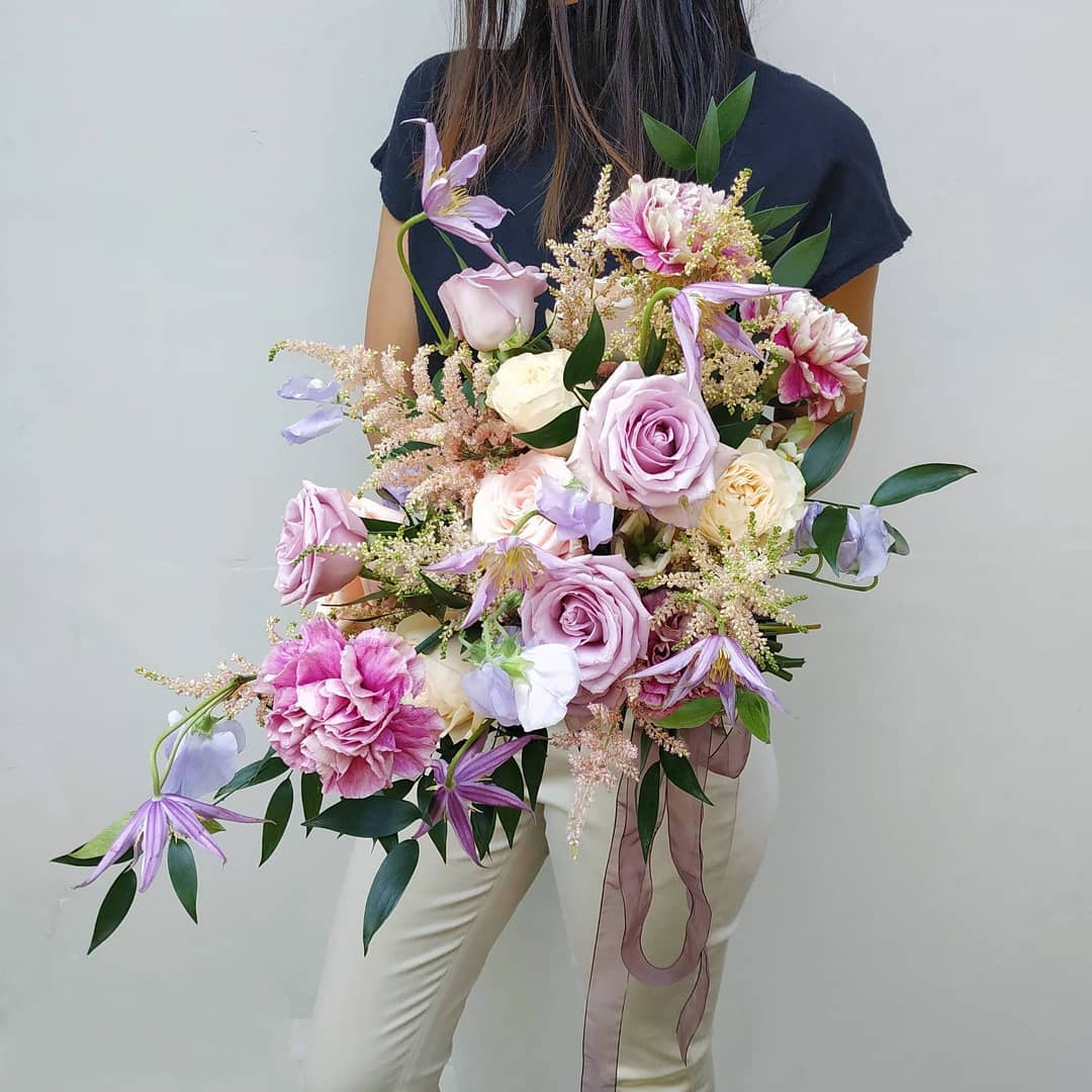 Lilac Astilbe Clematis Wedding Bouquet Jakarta