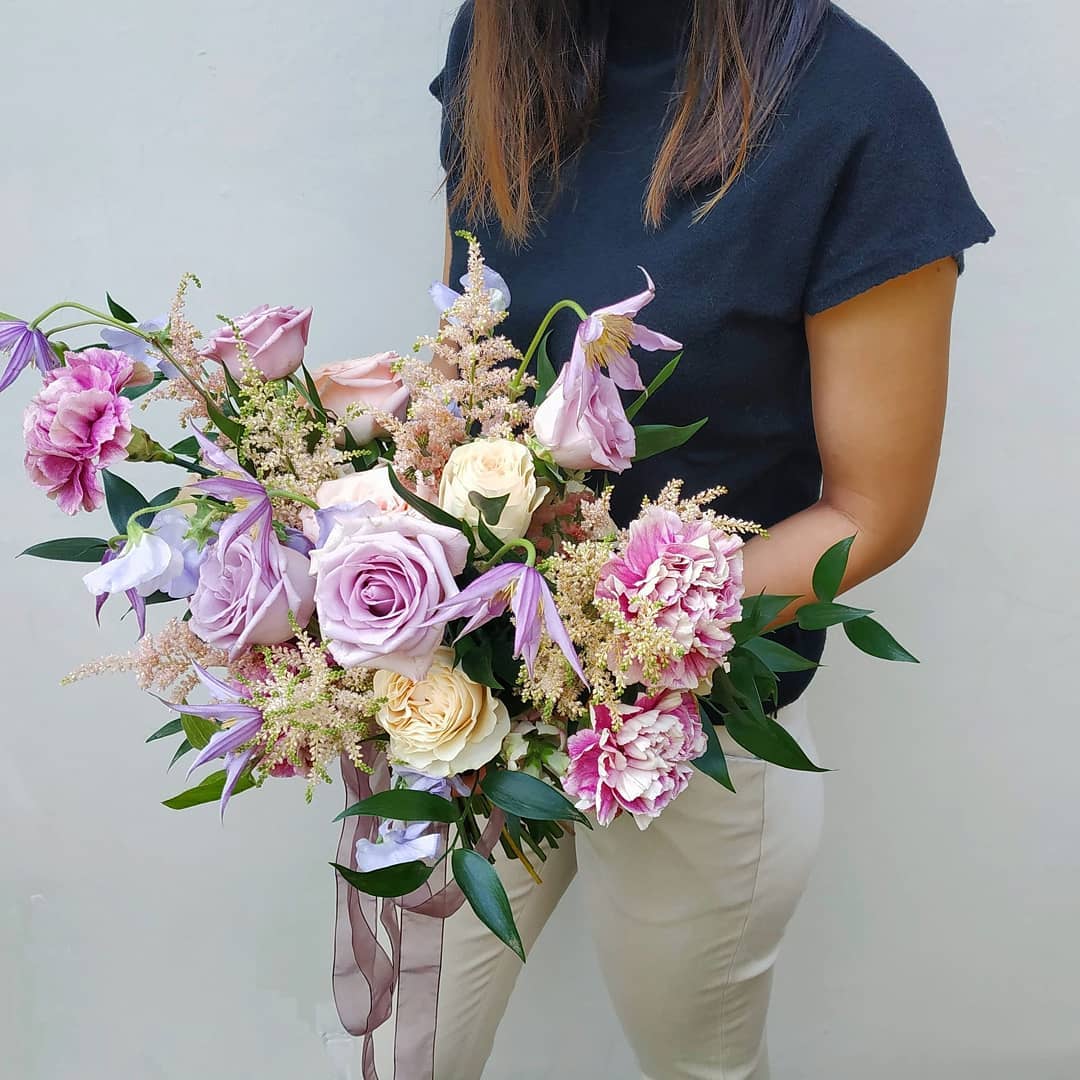 Lilac Astilbe Clematis Bridal Bouquet Bintaro