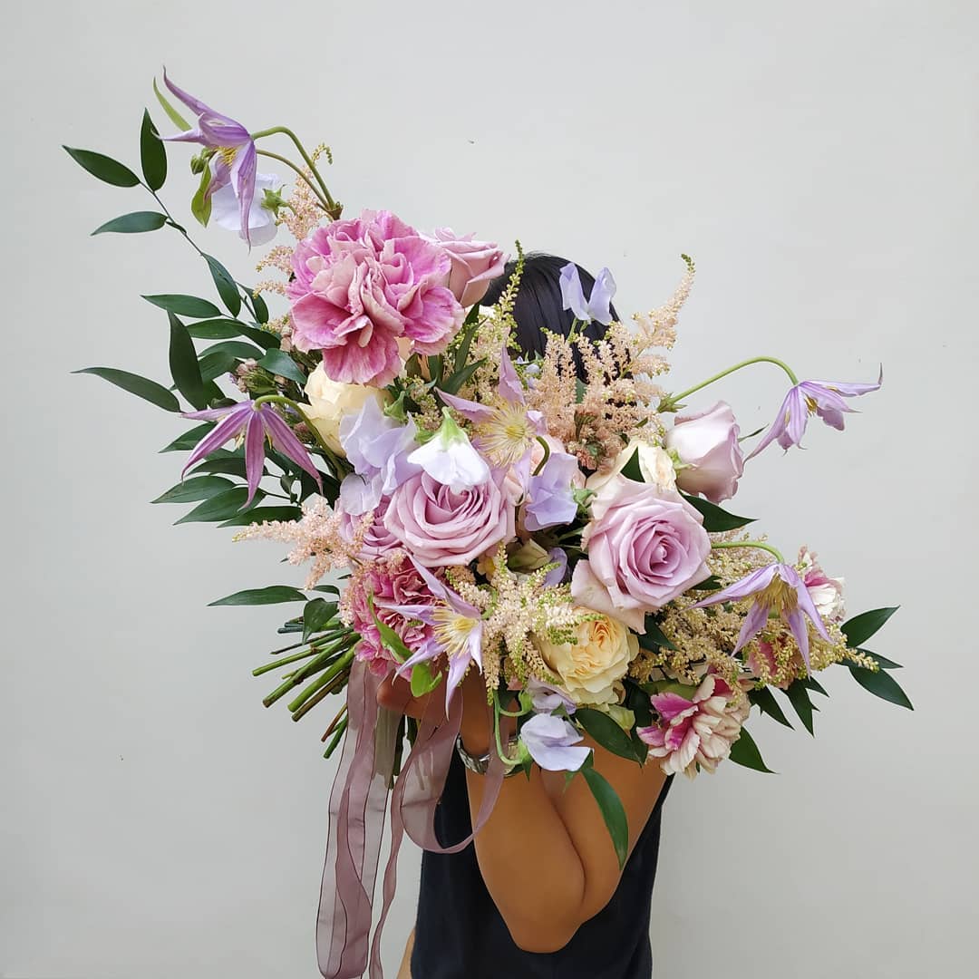 Lilac Astilbe Clematis Wedding Bouquet Jakarta