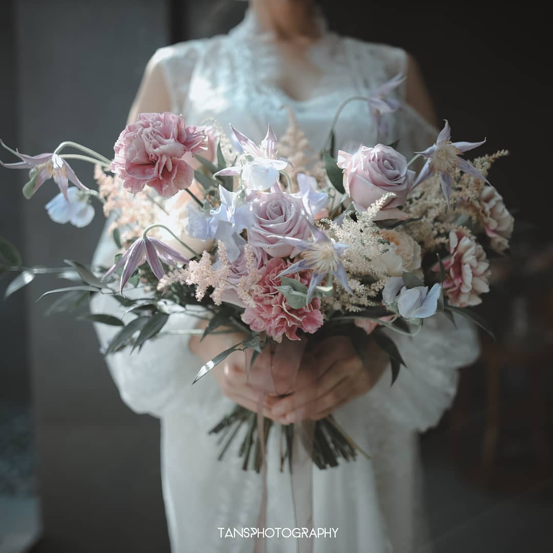 Lilac Astilbe Clematis Bridal Bouquet Jakarta