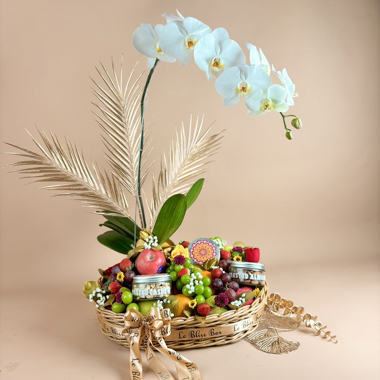 Golden Diwali Orchid Fruit Hamper