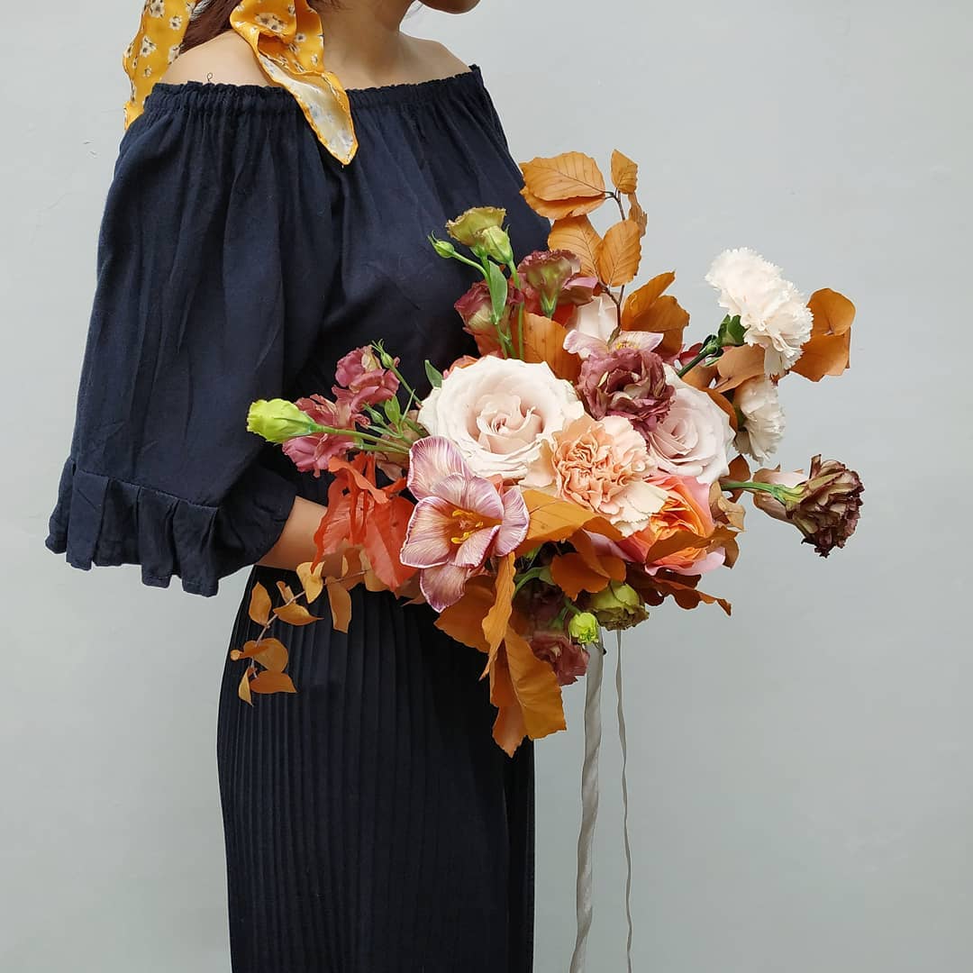 Autumn Quicksand Brownie Tulip Bridal Bouquet Jakarta