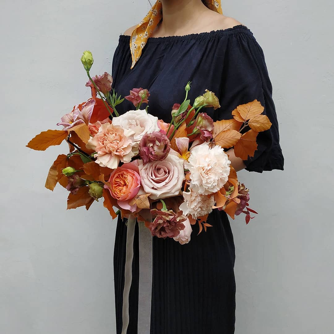 Autumn Quicksand Brownie Tulip Bridal Bouquet Jakarta