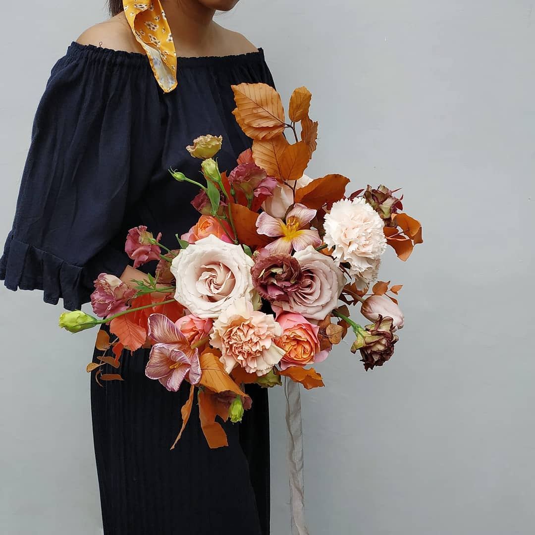 Autumn Quicksand Brownie Tulip Bridal Bouquet Jakarta