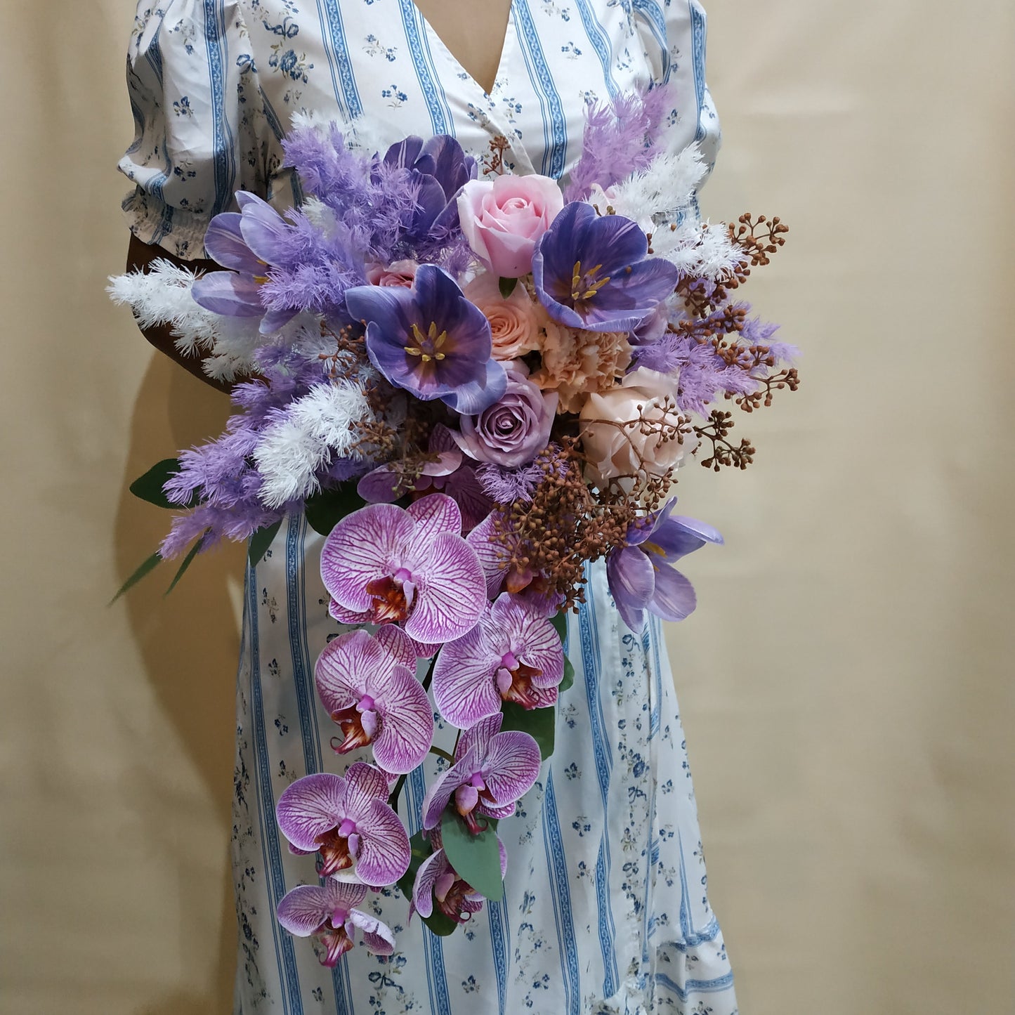 Purple Tulip Orchid Bridal Bouquet