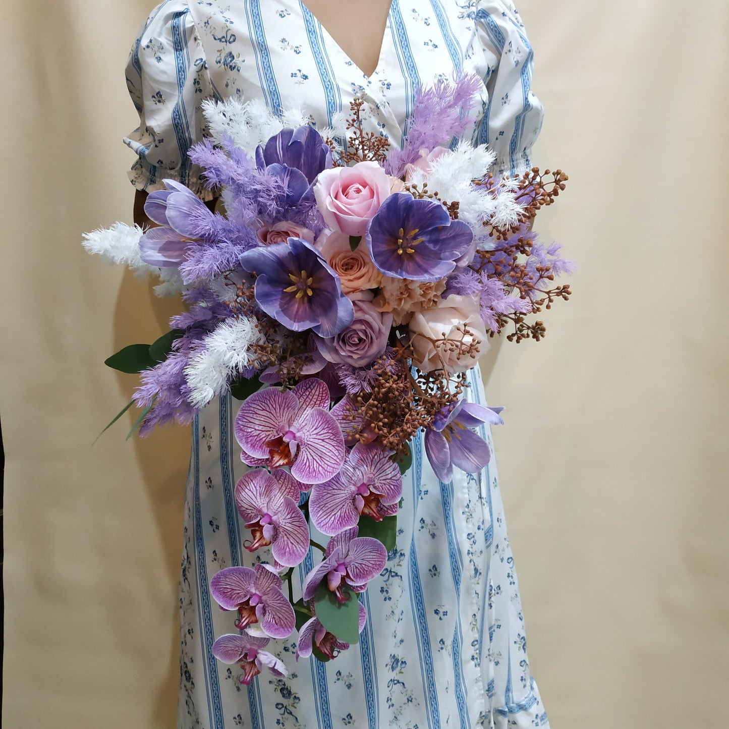 Purple Tulip Orchid Bridal Bouquet