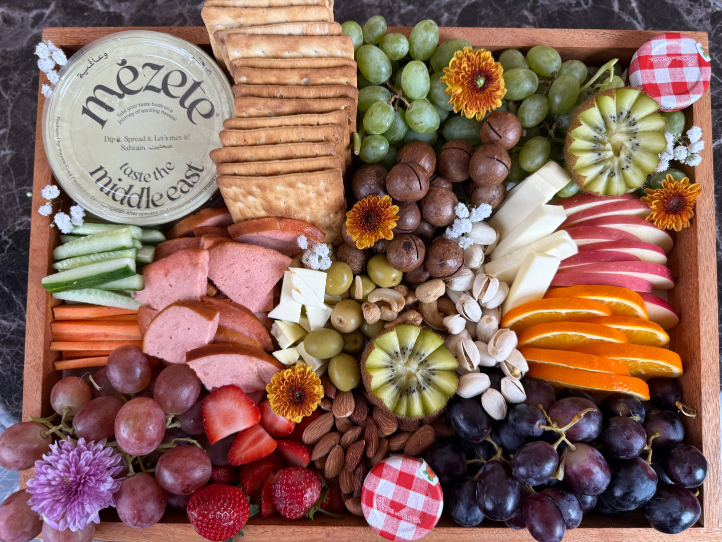 Wooden Vegan Cheese & Crudites Platter