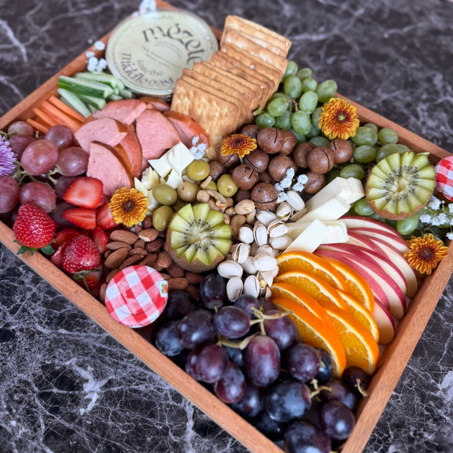 Wooden Vegan Cheese & Crudites Platter