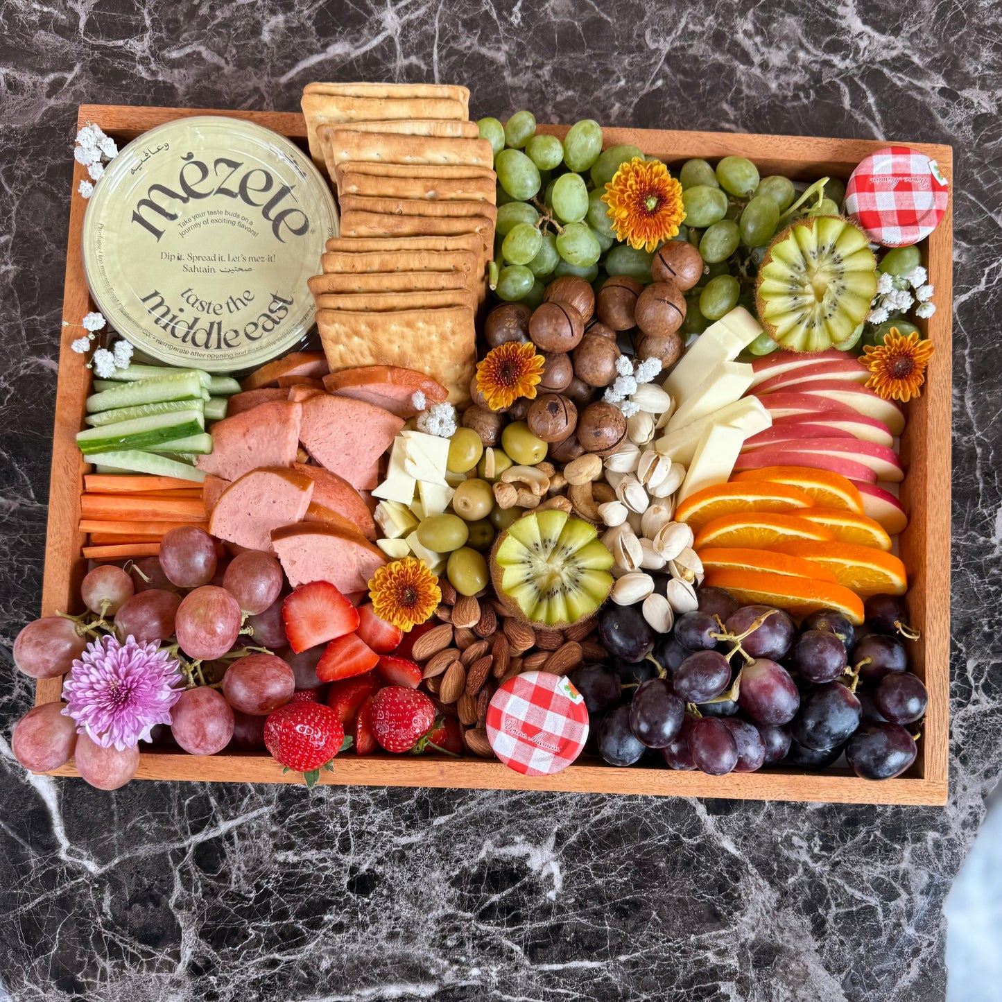 Wooden Vegan Cheese & Crudites Platter